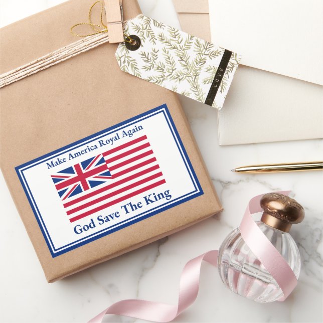 Funny Red Blue Make America Royal wieder Art Rechteckiger Aufkleber (Schenken)