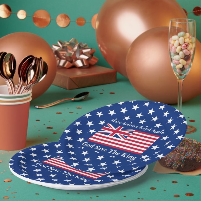 Funny Red Blue Make America Royal wieder Flagge Pappteller (Multi)