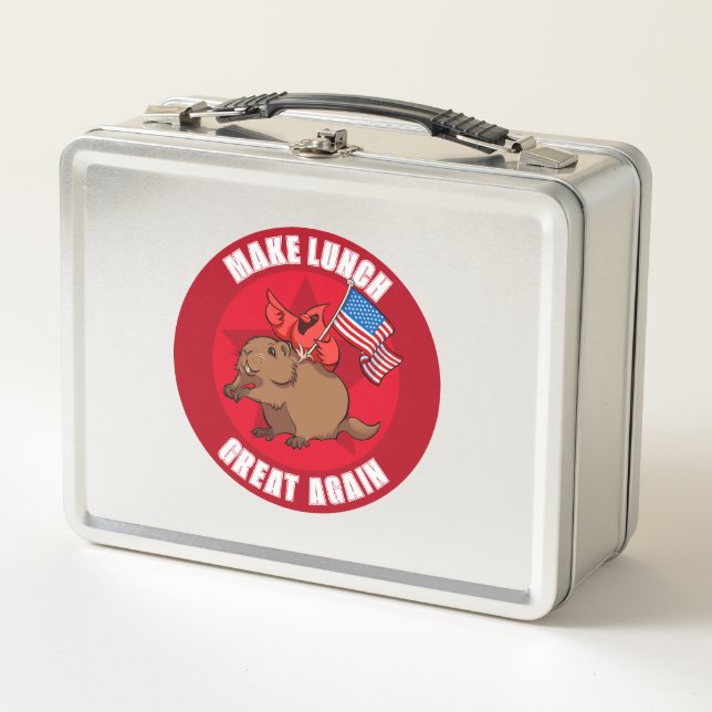 Funny Red Cardinal Make Lunch Great Again Cartoon Metall Brotdose (Vorderseite)