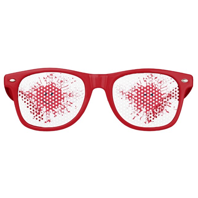 FUNNY RED EMOJI, WIE TOMATO KETCHUP SPLASH STAHL PARTYBRILLE (Vorderseite)