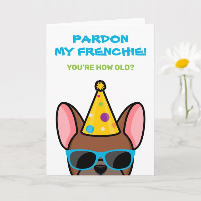 Funny Red Fawn French Bulldog Frenchie Birthday Ca Karte (Kleine Pflanze)
