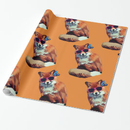 Funny Red Fox Art Wrapping Paper Geschenkpapier