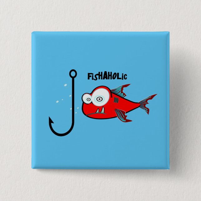 Funny Red Graphic Fishaaty Mens Design Button (Vorderseite)
