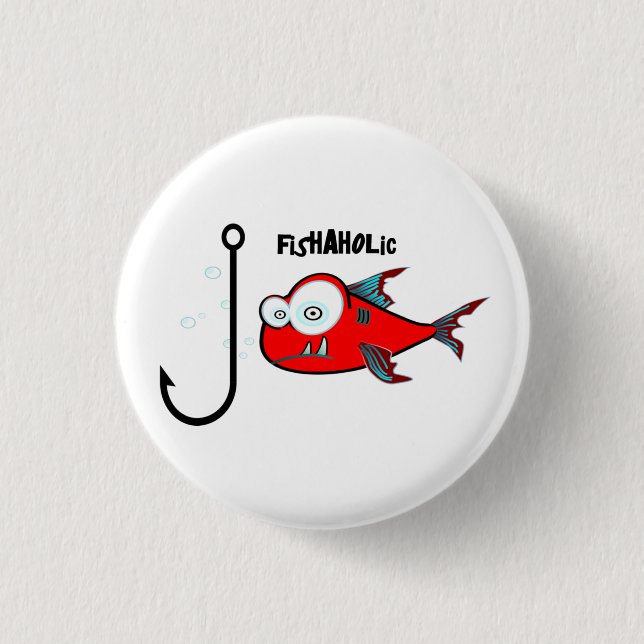 Funny Red Graphic Fishaaty Mens Design Button (Vorderseite)