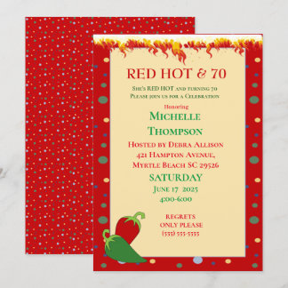 Funny Red Hot 70. Geburtstag Einladungen