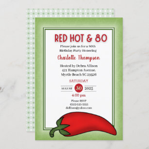 Funny Red Hot 80e anniversaire Invitations