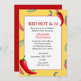 Funny Red Hot Pepper 70th Birthday Invitation