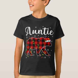 Funny Red Kariert Christmas Lights Auntie Bären Xm T-Shirt