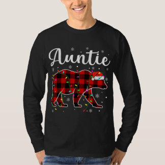 Funny Red Kariert Christmas Lights Auntie Bären Xm T-Shirt