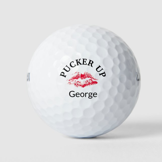 Funny Red Kiss Liebe Personalisiert Golfball (Vorderseite)