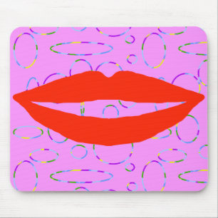 Funny Red Lips Circles Loops Mousepad