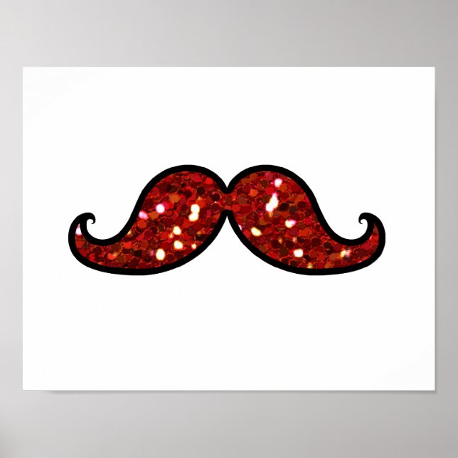 FUNNY RED MUSTACHE DRUCKTER GLITZER POSTER (Vorne)