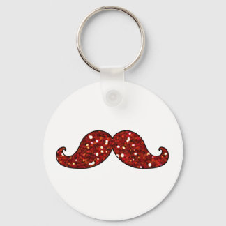 FUNNY RED MUSTACHE DRUCKTER GLITZER SCHLÜSSELANHÄNGER