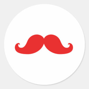 FUNNY RED MUSTACHE RUNDER AUFKLEBER