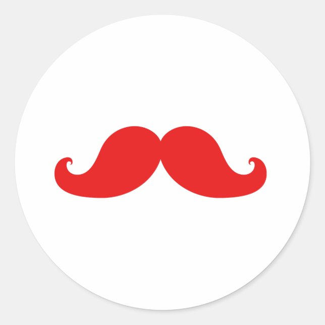 FUNNY RED MUSTACHE RUNDER AUFKLEBER (Vorderseite)