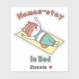 Funny Red Panda Namas-stay In Bed Yoga Pun Sticker