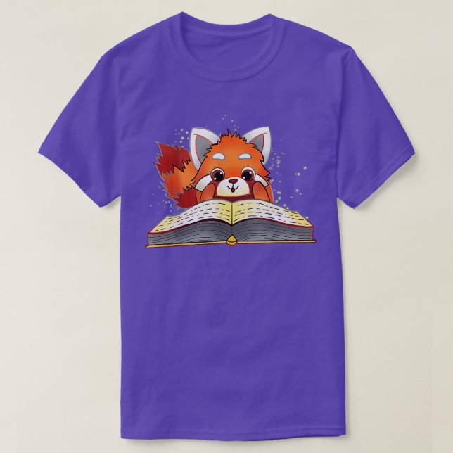 Funny Red Panda Reading T-Shirt (Design vorne)
