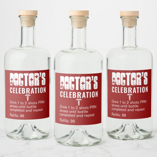 Funny Red Prescription Doctor Celebration Alkoholflaschenetikett (Flaschen)