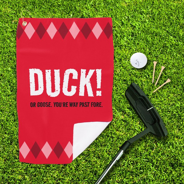 Funny Red Raute Duck! Golfhandtuch (Funny Duck (or Goose) Golf Towel Cover Photo)
