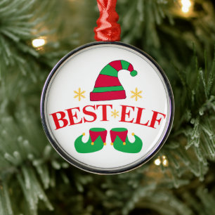 Funny Red und Green Best Elf Weihnachten Ornament Aus Metall