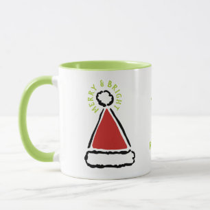 Funny Red Weihnachtsmannmütze Merry & Bright Typog Tasse