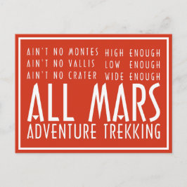Funny Red White Alle Mars Trekking Abenteuer Postkarte