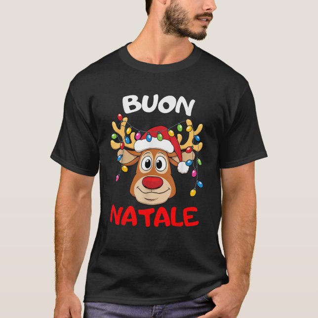 Funny Reindeer Buon Natale  T-Shirt (Vorderseite)