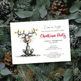 Funny Reindeer Cartoon Holiday Party Invitation Einladung