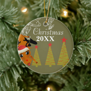 Funny Reindeer Christmas Couples Foto Ornament