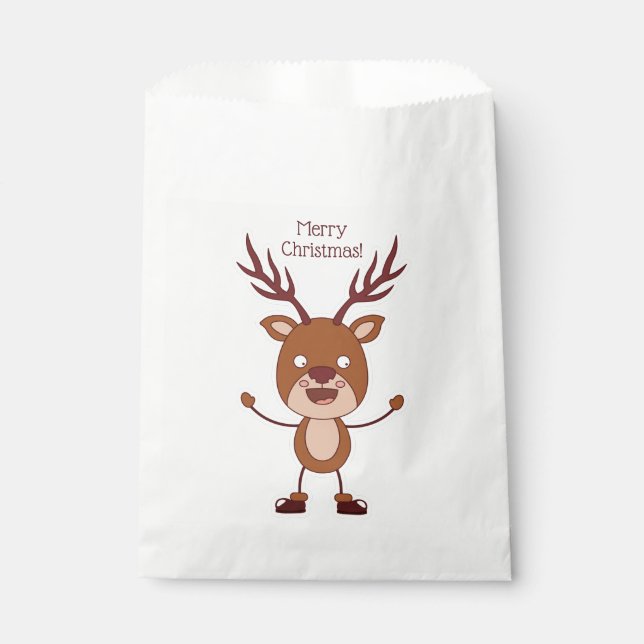 Funny Reindeer Custom Text Bevorzugetaschen Geschenktütchen (Vorderseite)