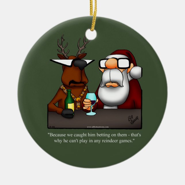 Funny Reindeer Humour de Noël Ornement (Devant)
