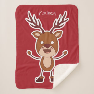Funny Reindeer individuelle Name Decke Sherpadecke