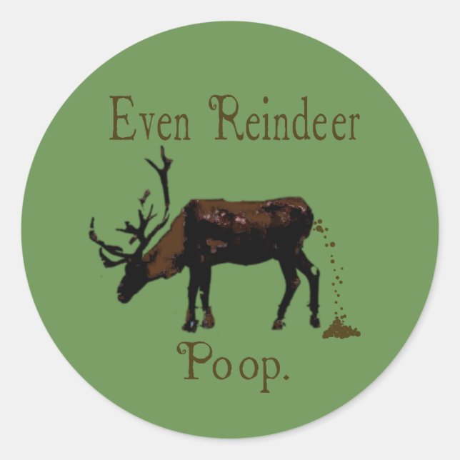 Funny Reindeer Kackte Weihnachten Runder Aufkleber (Vorderseite)