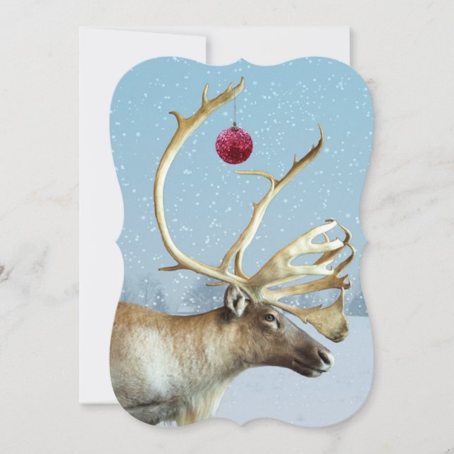 Funny Reindeer Ornement carte de Noël (Devant)
