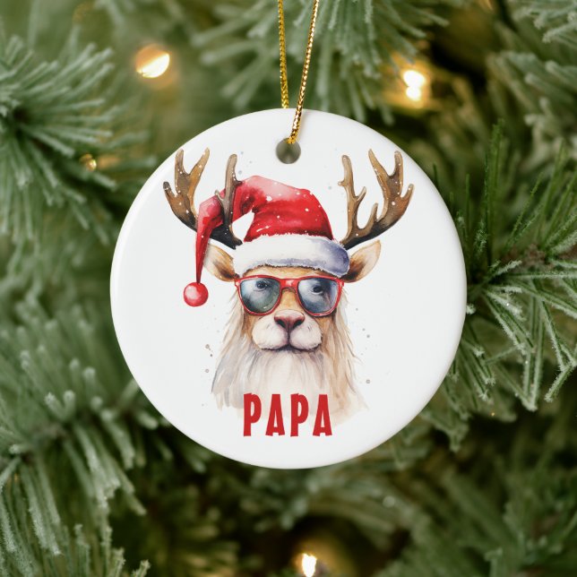 Funny Reindeer Papa Personalisiertes Ornament (Baum)
