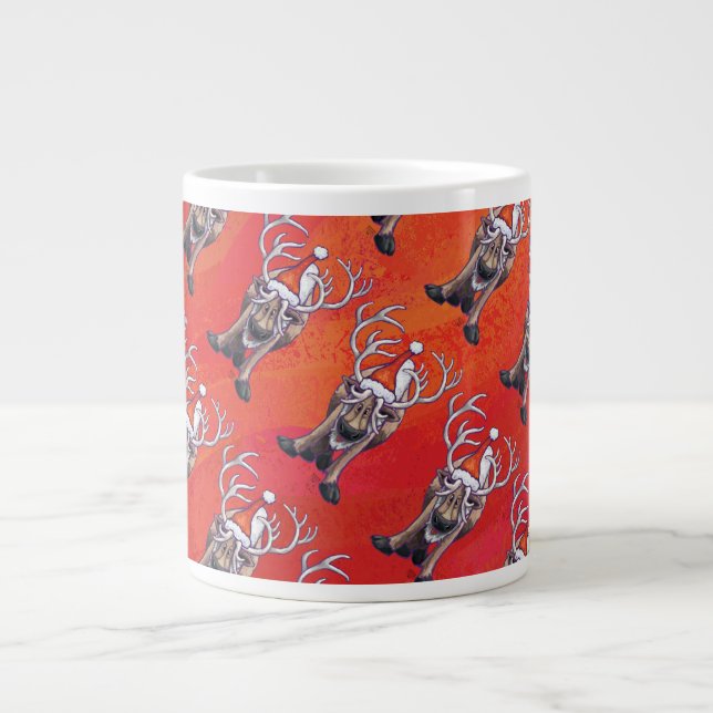 Funny Reindeer Pattern on Red Jumbo-Tasse (Vorderseite)