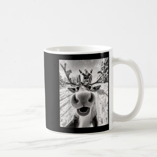 Funny Reindeer Selfie Christmas  Kaffeetasse (Rechts)
