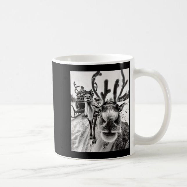 Funny Reindeer Selfie Christmas  Kaffeetasse (Rechts)