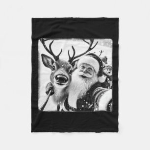 Funny Reindeer Selfie Weihnachtsmann Weihnachtsman Fleecedecke
