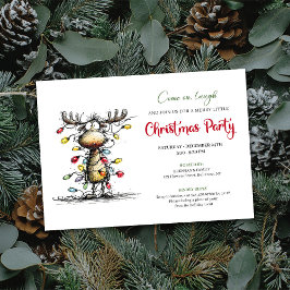 Funny Reindeer Watercolor Christmas Party Card Einladung