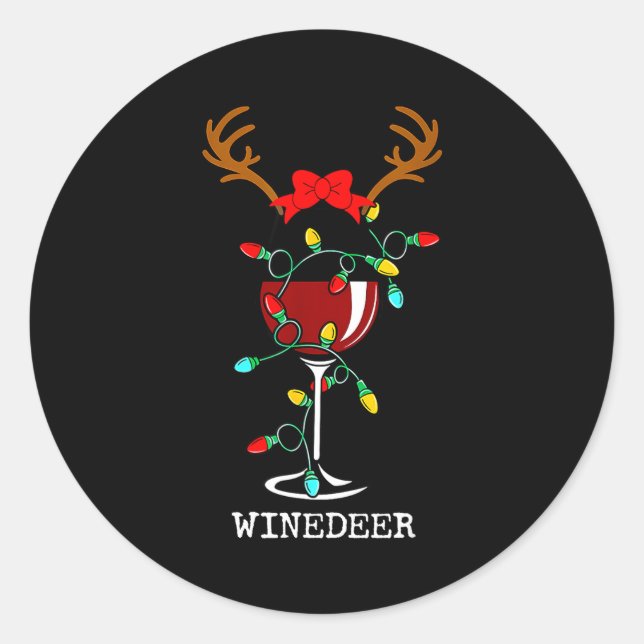Funny Reindeer Winedeer Reinbeer Matching Couples  Runder Aufkleber (Vorderseite)