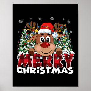 Funny Reindeer Xmas Men Women Family Frohe Weihnac Poster