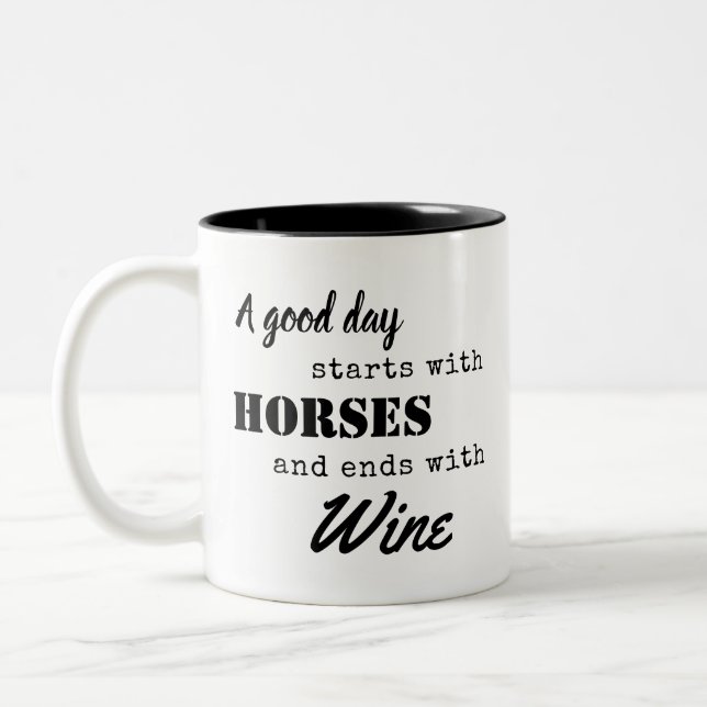 Funny Reitpferd Kaffee Tee Zweifarbige Tasse (Links)