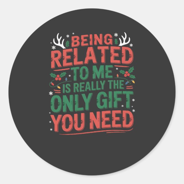 Funny Relatable Christmas Family Gift Sarcastic  Runder Aufkleber (Vorderseite)