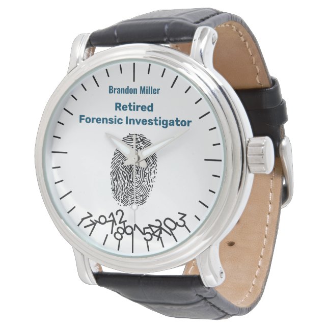 Funny Remüde Forensic Investigator Personalisiert Armbanduhr (Schrägansicht)