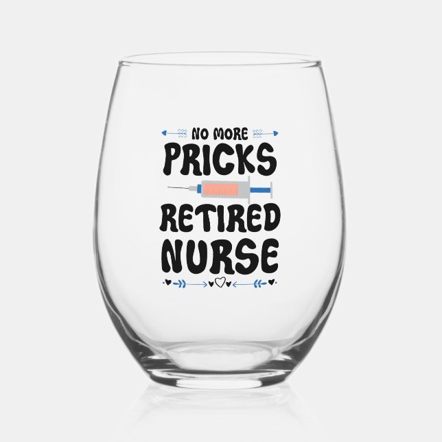 Funny Remüde Krankenschwester- Pflege Rente Party  Weinglas Ohne Stiel (Vorderseite)