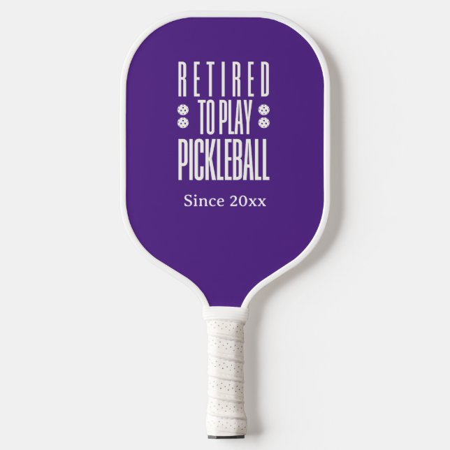 Funny Remüde Play Pickleball Jahr Lila Weiß Pickleball Schläger (Vorderseite)