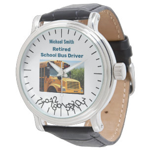 Funny Remüde School Bus Fahrer Jumble Zahlen Armbanduhr