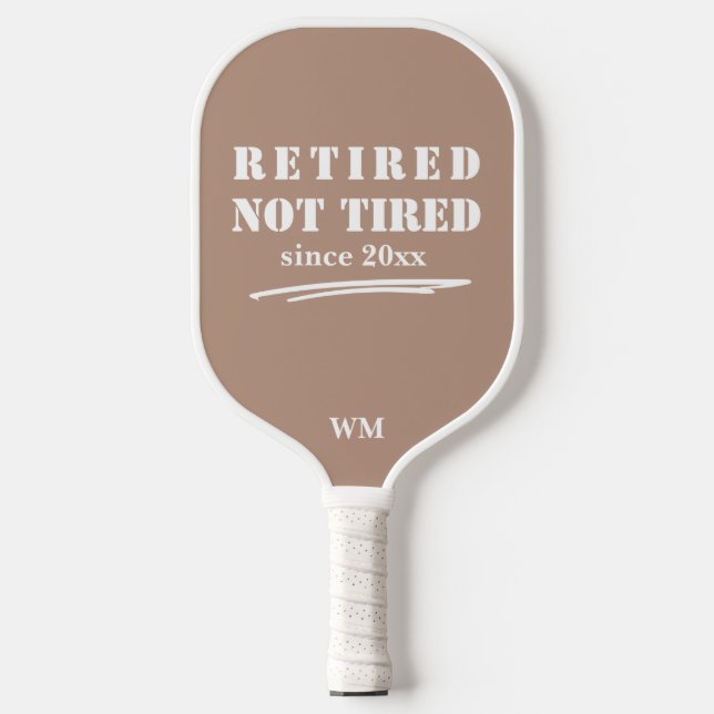 Funny Remüder nicht müde Jahr Initials Khaki White Pickleball Schläger (Vorderseite)