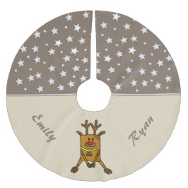 Funny Rentier Stars Personalizable Kids Polyester Weihnachtsbaumdecke